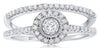 ESTATE .41CT DIAMOND 14KT WHITE GOLD CLUSTER FLORAL ENGAGEMENT WEDDING RING SET