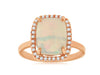 3.03CT DIAMOND & AAA OPAL 14KT ROSE GOLD 3D CUSHION & ROUND SQUARE HALO FUN RING
