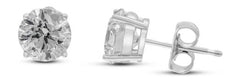 ESTATE 3.0CT DIAMOND 14KT WHITE GOLD 3D ROUND SOLITAIRE 4 PRONG STUD EARRINGS