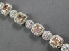 WIDE 8.74CT WHITE & PINK DIAMOND 18KT WHITE & ROSE GOLD 3D HALO TENNIS BRACELET