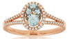 2.17CT DIAMOND & AAA AQUAMARINE 14KT ROSE GOLD 3D OVAL & ROUND ENGAGEMENT RING