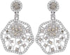 LARGE 1.37CT WHITE & CHOCOLATE FANCY DIAMOND 14KT WHITE GOLD 3D HANGING EARRINGS