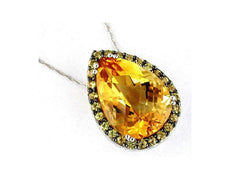 11.20CT AAA YELLOW SAPPHIRE & CITRINE 14KT WHITE GOLD 3D TEAR DROP FUN PENDANT|WC3050C-1