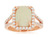 3.85CT DIAMOND & AAA OPAL 14KT ROSE GOLD OVAL & ROUND SQUARE HALO OCTAGON RING