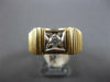 ESTATE .15CT DIAMOND 14KT 2 TONE GOLD 3D CLASSIC SOLITAIRE SQUARE MENS RING