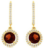 2.16CT DIAMOND & AAA GARNET 14K YELLOW GOLD 3D ROUND HALO LEVERBACK FUN EARRINGS
