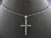 ESTATE .52CT DIAMOND 14K WHITE GOLD 3D ROUND SHARED PRONG CROSS FLOATING PENDANT