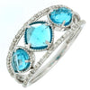 1.98CT DIAMOND & AAA BLUE TOPAZ 14K WHITE GOLD CUSHION & ROUND FILIGREE FUN RING