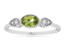 .50CT DIAMOND & AAA PERIDOT 14KT WHITE GOLD 3D OVAL & ROUND FILIGREE LOVE RING