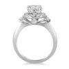 1.5CT DIAMOND 14K WHITE GOLD CUSHION & ROUND 3 STONE SQUARE HALO ENGAGEMENT RING