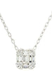 .30CT DIAMOND 18KT WHITE GOLD 3D ROUND & BAGUETTE CLUSTER SQUARE LOVE NECKLACE