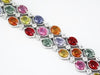 24.36CT DIAMOND & AAA MULTI COLOR SAPPHIRE 14KT WHITE GOLD 3 ROW TENNIS BRACELET
