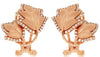 .36CT DIAMOND 14KT ROSE GOLD DOUBLE LEAF MATTE & SHINY CLIP ON HANGING EARRINGS