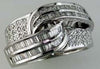 1.26CT DIAMOND 14KT WHITE GOLD ROUND & BAGUETTE MULTI ROW CRISS CROSS FUN RING