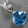 1.73CT DIAMOND & AAA BLUE TOPAZ 14KT WHITE GOLD CUSHION & ROUND FLOATING PENDANT