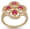 .97CT DIAMOND & AAA RUBY 14KT YELLOW GOLD 3D CLASSIC FLOWER FILIGREE LOVE RING