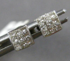 ESTATE .25CT DIAMOND 14KT WHITE GOLD 3D PRINCESS INVISIBLE SQUARE STUD EARRINGS