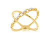 WIDE .05CT DIAMOND 14K YELLOW GOLD OVAL LOVE KNOT CRISS CROSS INFINITY LOVE RING