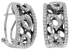 WIDE .56CT DIAMOND 14K WHITE & BLACK GOLD 3D MULTI OVAL CLIP ON HANGING EARRINGS