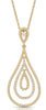 ESTATE .16CT DIAMOND 14K YELLOW GOLD 3D MULTI ROW TEAR DROP FUN FLOATING PENDANT