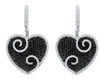 LARGE 5.23CT WHITE & BLACK DIAMOND 18KT WHITE GOLD 3D FILIGREE HANGING EARRINGS