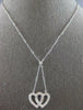 ESTATE .40CT DIAMOND 14KT WHITE GOLD CLASSIC DOUBLE HEART LARIAT LOVE NECKLACE