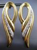 EXTRA LARGE 1.3CT DIAMOND 14K 2 TONE GOLD TEAR DROP LEAF HANGING EARRINGS #12289