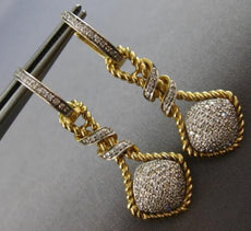 LARGE .75CT DIAMOND 14KT 2 TONE GOLD 3D GEOMETRICAL LOVE KNOT HANGING EARRINGS