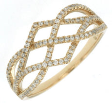 .45CT DIAMOND 14KT YELLOW GOLD MULTI ROW CRISS CROSS INFINITY GEOMETRICAL RING