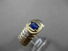 ESTATE .52CT AAA SAPPHIRE 14K WHITE & YELLOW GOLD SOLITAIRE OVAL MENS GYPSY RING