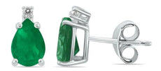 .46CT DIAMOND & AAA EMERALD 14KT WHITE GOLD PEAR SHAPE & ROUND CLASSIC EARRINGS