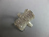 ESTATE LARGE 1.52CT DIAMOND 14KT WHITE GOLD 3D CLASSIC PAVE BARREL FUN RING