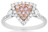 .67CT WHITE & PINK DIAMOND 14KT WHITE & ROSE GOLD 3D CLUSTER TRIANGULAR FUN RING