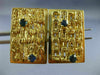 ANTIQUE LARGE 1.36CT AAA SAPPHIRE 14K YELLOW GOLD CLASSIC HANDCRAFTED CUFF LINKS