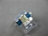 1.27CT FANCY YELLOW & BLUE DIAMOND 14K WHITE GOLD 3 STONE LUCIDA ENGAGEMENT RING