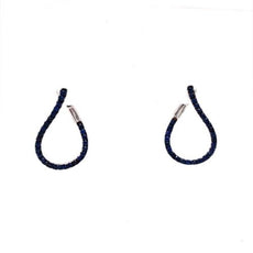 ESTATE 1.49CT AAA SAPPHIRE 18KT WHITE GOLD SIDEWAYS TEAR DROP HANGING EARRINGS
