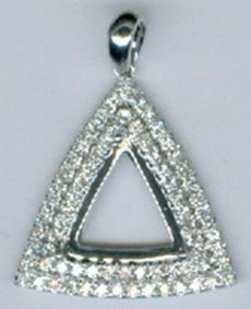 .55CT DIAMOND 14K WHITE GOLD 3D DOUBLE HALO OPEN TRIANGULAR FUN FLOATING PENDANT