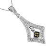 .40CT WHITE & MOCHA DIAMOND 14KT WHITE GOLD TEAR DROP FILIGREE FLOATING PENDANT