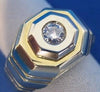 WIDE ESTATE DIAMOND 14KT WHITE YELLOW 2 TONE GOLD STRIPED MENS RING F VVS #1329