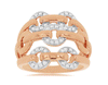 ESTATE LARGE .21CT DIAMOND 14KT WHITE & ROSE GOLD ROUND 3 ROW LOVE KNOT FUN RING