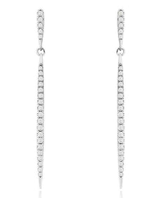 ESTATE .42CT DIAMOND 14KT WHITE GOLD CLASSIC GRADUATING BAR FUN HANGING EARRINGS
