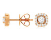 ESTATE .40CT DIAMOND 14KT ROSE GOLD 3D CLASSIC ROUND HALO SQUARE STUD EARRINGS