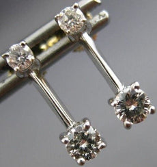 ESTATE .30CT DIAMOND 18KT WHITE GOLD 2 STONE SOLITAIRE HANGING EARRINGS #9446