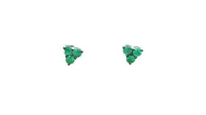 ESTATE .35CT AAA EMERALD 18KT WHITE GOLD TRILLION SHAPE TRIANGULAR STUD EARRINGS