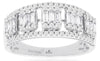 .75CT DIAMOND 14K WHITE GOLD 3D ROUND & BAGUETTE CLUSTER SQUARE ANNIVERSARY RING