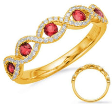 .70CT DIAMOND & AAA RUBY 14KT YELLOW GOLD 3D CLASSIC 5 STONE INFINITY LOVE RING