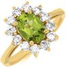 ESTATE 2.0CT DIAMOND & AAA PERIDOT 14K YELLOW GOLD OVAL & ROUND FLOWER LOVE RING