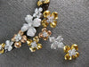 ESTATE LARGE 1.97CT DIAMOND 14KT TRI COLOR GOLD MULTI FLOWER LARIAT FUN NECKLACE