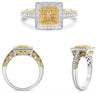 .82CT WHITE & FANCY YELLOW DIAMOND 14KT TWO TONE GOLD PRINCESS CUT & ROUND RING