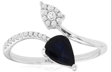 1.0CT DIAMOND & AAA SAPPHIRE 14KT WHITE GOLD DOUBLE LEAF CRISS CROSS SNAKE RING